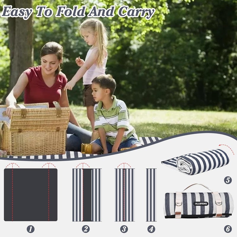 ALLBFENG Picnic Blankets 80" x 60" Extra Large Outdoor Blanket Sand Free Foldable with Carry Strap for Beach, Camping, Park Grass, Hiking, Travel, Concerts, Indoors - Image 5